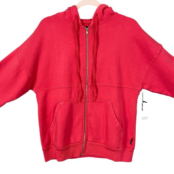 Spirit Jersey Full Zip Hooded 100% Cotton Red Jacket Size Medium - Picture 2 of 8